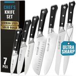 Cutluxe Chef Knife Set, 7 PCS Professional Chef's Knife Set – Razor Sharp German Steel, Full Tang, Ergonomic Handles – Artisan Series