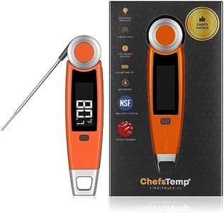 ChefsTemp Finaltouch X10 Instant Read Digital Meat Thermometer NSF Certified Waterproof Professional for Cooking Grilling BBQ Baking Candy Oil with Rotating Probe Backlit Display - Tangerine Tart