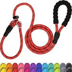 TagME Slip Leads for Dogs, 6 FT Heavy Duty Slip Leash with Padded Handle, Strong Rope No Pull Pet Training Leash for Large Dogs,Red
