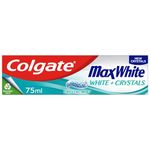 Colgate Max White White + Crystals Toothpaste 75ml, teeth whitening toothpaste, restores natural whiteness, 10x longer lasting cooling than regular fluoride toothpaste, fights cavities