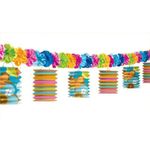 (PKT) Hawaiian Totally Tiki Lantern Garland with Flowers 3.65m