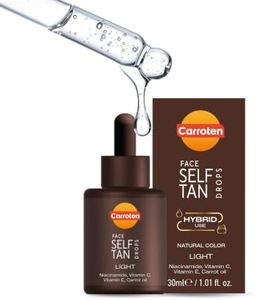 Carroten Face & Body Self Tan Drops Light, Natural Buildable Glow, 1oz