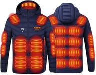 Sdwingk Plus Size Heated Jacket 21 Heating Zones Hooded Coat USB Heating Jackets Winter Warm Thermal Coats with Pockets