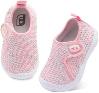 JOINFREE Toddler Girl Shoes First Walking Shoes for Babies Kids Barefoot Sneakers Breathable Lightweight Tennis Running Shoes Indoor/Outddor ColorfulPink 6 Toddler