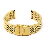 StrapsCo Stainless Steel Beads of Rice Watch Bracelet Band Strap - Yellow Gold - 20mm