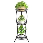 KMOTASUO 3 Tier Tall Metal Plant Stand, 35 Inch Plant Stands Indoor Outdoor, Rustproof Iron Flower Pot Stand Holder Display Rack for Corner Patio Garden Balcony Living Room