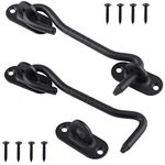 Tahbarshi 2 Pcs Stainless Steel Cabin Hook, Heavy Duty 4 Inch (100mm) Black Gate Hook and Eye Latch, Sliding Barn Door Latch Lock, Door Catch Hook for Cabinet Window Shed Garden Fence