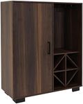 Sunnydaze 43-Inch H Lavina Wine Cabinet Furniture with Glass Rack and Bottle Storage Shelves - Coffee Brown