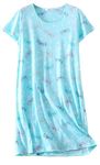 CHUNG Women Cotton Nightgown Casual Print Sleep Dress S-XL Shirt Tee Short Sleeve Sleepwear,88-Butterfly-M