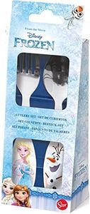 P:OS La regina di ghiaccio per bambini, set 2 posate con forchetta e cucchiaio, in acciaio inox manici plastica, 0, 1