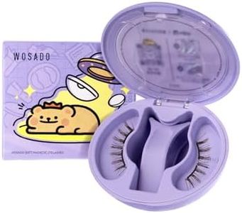 WOSADO×BearisBug Soft Magnetic Eyelashes Kit with Applicator, [No.17 Ice Black] 21.5mm Reusable Glue-free Magnetic Lashes, Cruelty-free False Lashes, Waterproof, Lightweight, Suit for Heavy Makeup