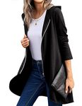 Zeagoo Women's Striped Long Zip Up Hoodie Oversized Tunic Hooded Sweatshirt Jacket with Pockets Black