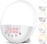 RICIAL Light Therapy Lamp, 10000 Lux UV Free Sunrise Alarm Clock, Dimmable 5 Brightness & 4 Color Temperatures & Timer, Dual Alarms & Snooze, Sleep Aid Wake Up Light with 10 Natural Sounds