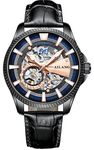 B BINGER Men's Automatic Watch Skeleton Mechanical Ailang Series Male Wristwatch (Black Blue)