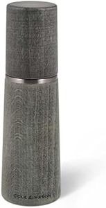 Cole & Mason Marlow Rustic Grey Wood Salt Mill - Balanced Salt Grinder - Refillable Spice Tools - Adjustable Salt Grinder Settings - Dark Grey