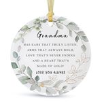 Best Ornament Gift for Grandma Grandma Mother's Day by Grandchildren 2024, Mother's Day, Christmas, Birthday Round Ceramic Ornament for Grandma Grandma with gift box