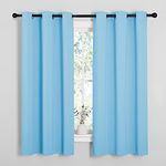 NICETOWN Home Fashion Thermal Insulated Solid Grommet Blackout Curtain Panels for Bedroom (1 Pair, 42 inches Wide by 63 inches Long, Blue)