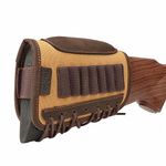 TOURBON Canvas Leather Rifle Cheek Rest Pad Bullet Cartridge Holder Ammunition Carrier Buttstock Pouch