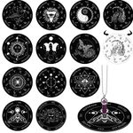 13 Pieces Star Pendulum Board Dowsing Divination Board Set Included Double Sided Wooden Ouija Boards Metaphysical Message Board with Healing Pendulum Crystal Necklace Witchcraft Wiccan Altar Supplies