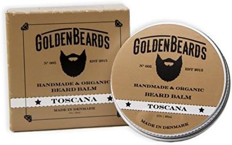 Organic Beard Balm -Toscana - 60ML - 100% Natural Golden Beards | Jojoba & Argan & Apricot Oil. All our products are 100% Handcrafted & Handmade. Made in Denmark