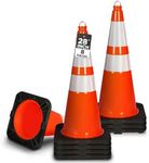 Pyle 28" PVC Traffic Cones, 8-Pack Safety Cones for Parking, Construction, Roadwork, & Sports Training, High-Visibility Orange, Durable, Stackable Design, Heavy-Duty Base for Stability in All Weather