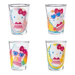 Silver Buffalo Sanrio Hello Kitty Summer Pool Floatie Glitter 4 Pack Mini Glass Set, 1.5 Ounces