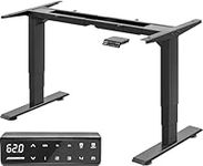 MAIDeSITe Height Adjustable Electric Standing Desk Frame Dual Motor Heavy Duty Steel Stand up Desk with Automatic Memory Smart Keyboard (3 Stage|Dual Motor, Black) T2 Pro Plus