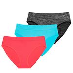 New Balance Women's Ultra Comfort Performance Seamless Hipsters Underwear (3 Pack), Blue,red and Grey, Medium