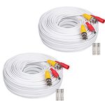 WildHD 2x200ft All-in-One Siamese BNC Video and Power Security Camera Cable BNC Extension Wire Cord with 2 Female Connetors for All HD CCTV DVR Surveillance System (200ft 2pack Cable, White)