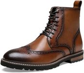 Jousen Boots for Men Retro Fashion Casual Dress Boots Polished Leather Men's Classic Oxford Boots(AMY8158A Brown 11.5)