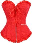 Pratiharye Premium Sexy Silver Crystal Chain Corset 2 Piece Lingerie Set Fishbone Corset Underwired Sparkle Lingerie Set with Thon Corset Tops Shein Design Red 3XL