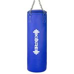 KORE Ultimate 4 Feet Filled Heavy Blue Punching Bag PU Leather Boxing MMA Sparring Punching Training Kickboxing Muay Thai with Rust Proof Stainless Steel Hanging Chain