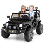 OLAKIDS 2 Seater Ride on Truck, 12V Battery Powered Electric Vehicle for Kids with Remote Control, Power Display, LED Lights, Story, Suspension System, MP3, Ride on Toy for 3+ Boys Girls (Black)