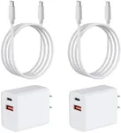 4Pack Set USB C Charger Block, 6.6 FT USB C to USB C Cable, Fast Charging Block Cube Brick Plug Adapter Compatible for with iPhone 15 Pro Max Plus, iPad Pro 12.9/11, iPad 10th, iPad Air/Mini, White