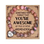 VGWON Unique Inspirational Gifts for Women Natural Stone Bracelets Best Friend Birthday Gifts for Women Teen Girls Sometimes You Forget You're Awesome