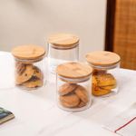 Nestasia Fluted Glass Storage Jar Set of 4 | Containers for Stylish Kitchen Organization | Ideal for Spices, Snacks, and Dry Goods (730ml)