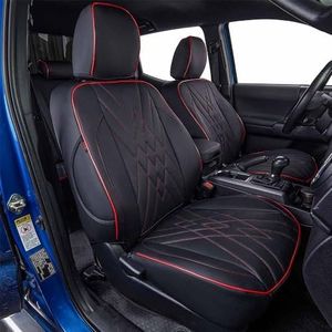 EKR Forester Seat Covers Full Set Custom Fit for Subaru Forester 2025 2026 Limited/Premium/Sport/Touring,Leather Car Seat Cushion,Car Seat Protector Waterproof,Faux Leather(Black with Red Trim)