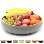 Dehaus® Large Stylish Bamboo Fruit Bowl - 30cm, Grey - Wooden Salad Serving Bowl - Fruit Basket for Kitchen or Bread Basket - Table Centrepiece Decoration - Home & Kitchen Tableware Accessories