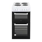 Willow WE50TSW 62L Freestanding Electric Cooker, 50cm Wide Twin Cavity Cooker with Solid 4 Plate Hob, 31L Capacity Grill Cavity, 2 Year Warranty - White