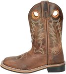 Smoky Mountain Boys Brown Distressed Jesse Square Toe Western Cowboy Boot Brown Waxed Distress 6 M US Big Kid