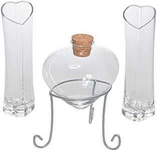 Fun Express Unity Sand Wedding Ceremony Set – Heart-Shaped Glass Sands Ceremonys Kit with Heart Vases & Metal Stand | Complete 4-Piece Wedding Set for Unity Keepsake Display