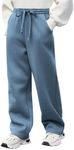 Arshiner Boys Casual Pants Fleece Sweatpants Lightweight Open Bottom Lounge Pants Drawstring Jogger Pants with Pockets Navy Blue