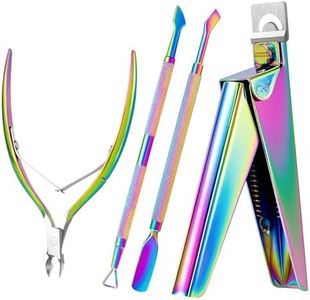 Melodysusie 4 in 1 Acrylic Nail Clippers Set, with Cuticle Trimmer and Dual-Ended Cuticle Pusher Remover, Stainless Steel Acrylic Nail Cutter Set, Pedicure Manicure Acrylic Nail Tools for Home Salon