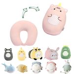 Stocaggio 2-in-1 Travel Pillow for Kids - Soft and Adorable Unicorn Animals Plushie That Converts into a U-Shaped Neck Pillow for Airplane, Car, Train, Bus Trip - Unicorn