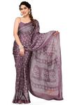 MIRCHI FASHION Women's Chiffon Georgette Block Printed Saree with Blouse Piece (40482A-Dusty Wine)