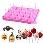 20 Cavities Silicone Cake Pop Mould + 120 Sticks, Silicone Baking Tray for Making Chocolate Lollipop Candy Ice Cube Party Cupcake Baking Tools