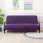 OctoRose Full Size Elastic Around on Backing Bonded Micro Suede Easy Fit Fitted Futon Cover Sofa Mattress Slipcovers (Purple)