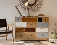 The Attic Contra Chest of Drawers|Kitchen and Living Room Storage|Solid Wood|Multicolor Matte Finish