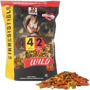 Herron Outdoors 4-4-2 Wildlife Feed- Squirrel Food with Persimmon Flavored Protein Pellets, Corn Balanced Diet Formula Attracts 28 Species Ideal for Bird & Squirrel Feeders- 5lbs