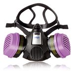 Dräger X-plore 3500 Half-Face Respirator Mask + 2x P100/Multi-Gas Combination Cartridge (OV/AG/HF/FM/CD/AM/MA/HS/P100), NIOSH-Certified, Reusable Professional Respiratory Protection Kit